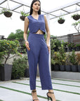 V-Neck Coat With Trousers Co-Ords blue