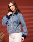 Women Front Open Denim Jacket