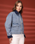 Women Front Open Denim Jacket