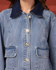 Women Front Open Denim Jacket