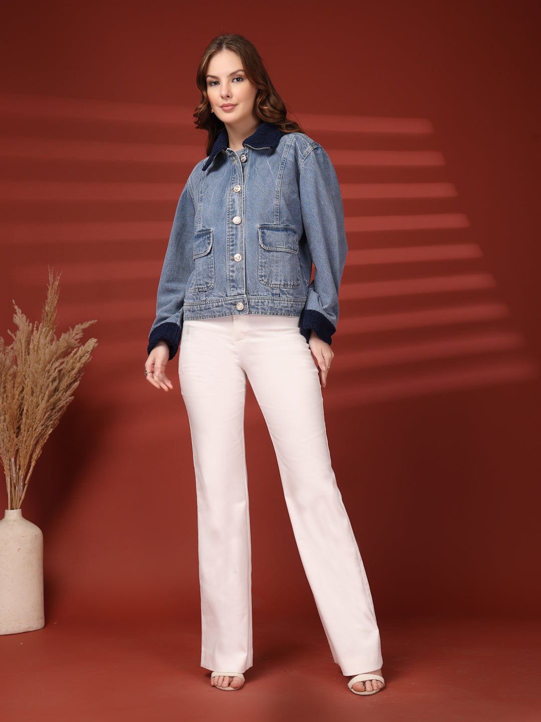 Women Front Open Denim Jacket