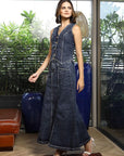 V-Neck Coat With Skirt Co-Ords blue