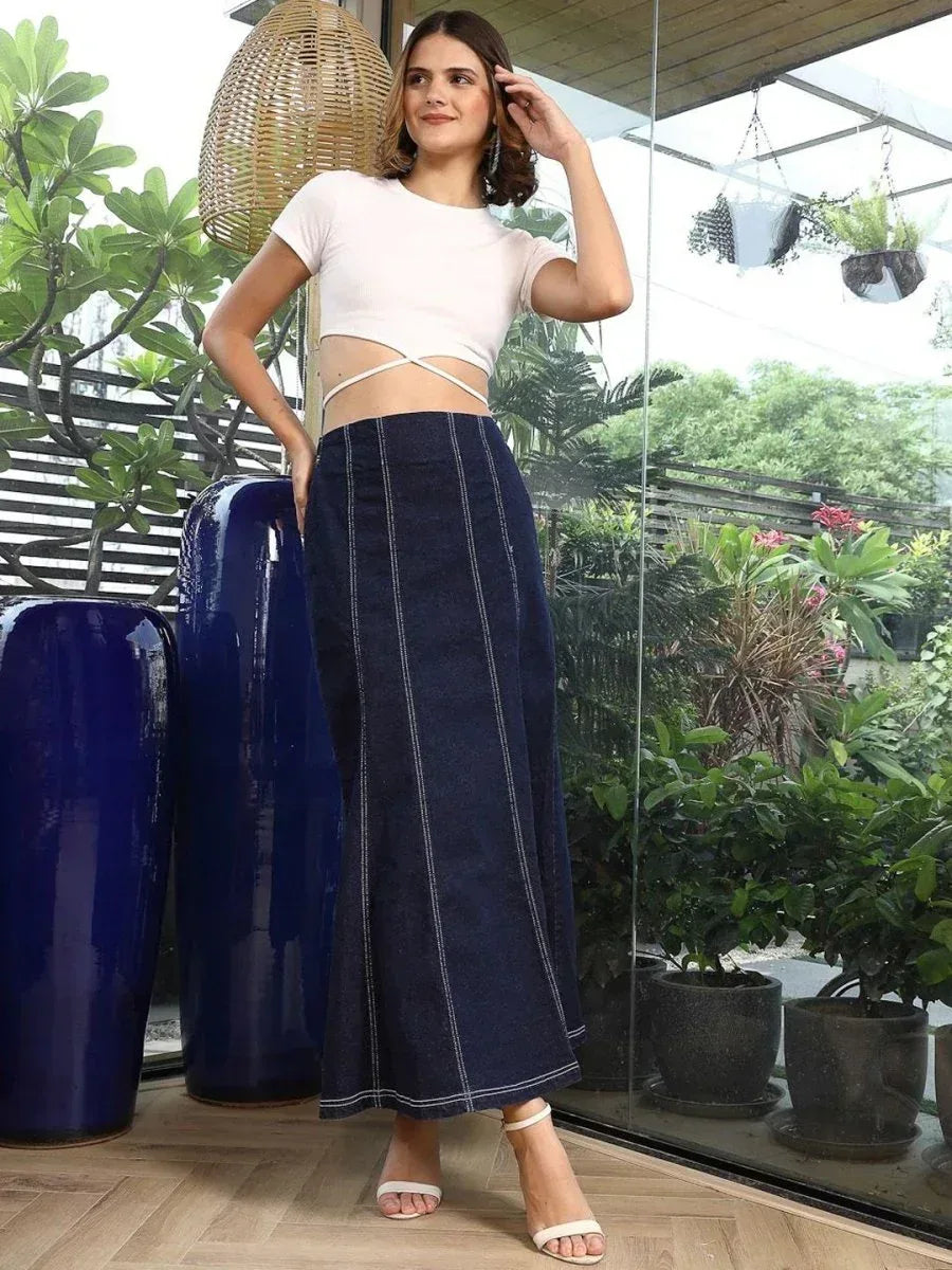 A-Line Maxi Skirt blue - CINK
