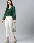 CINK Green Shirt Style Crop Top