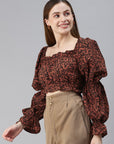 CINK Rust Floral Regular Crop Top