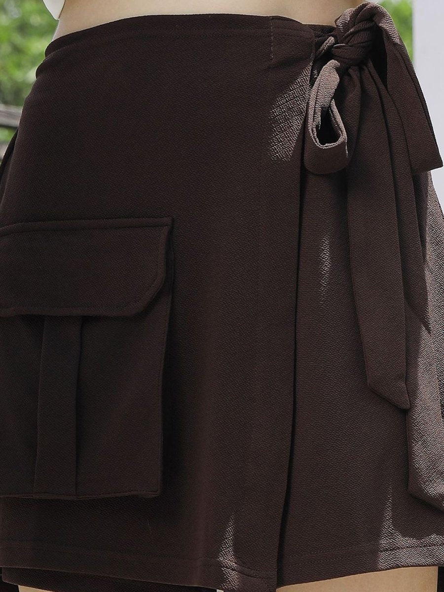 Solid Straight Mini Skorts brown