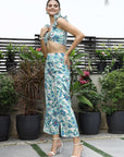 Printed Top With Trousers Co-Ord Set blue
