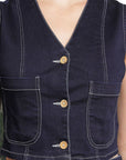 V Neck Cotton Top With Skirt Co-Ords blue