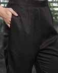 Shirt Collar Embroidered Cotton Shirt With Trousers Co-Ords Set black