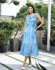 Printed Fit & Flare Midi Dress blue