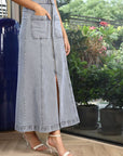 A-Line Mid Rise Maxi Skirts light-blue