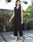 V-Neck Coat With Trousers Co-Ords black