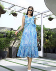 Printed Fit & Flare Midi Dress blue