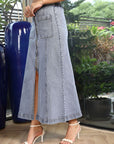 A-Line Mid Rise Maxi Skirts light-blue