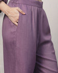 Shirt Collar Embroidered Cotton Shirt With Trousers Co-Ords Set pink