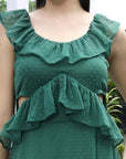 Printed Fit & Flare Midi Dress green