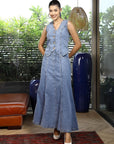V-Neck Coat With Skirt Co-Ords light-blue