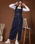 Blue Solid Shirt Collar Maxi Dress