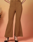 Brown Solid Regular Fit Trouser