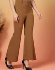 Brown Solid Regular Fit Trouser