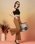Brown Solid Regular Fit Trouser