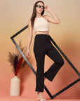Black Solid Regular Fit Flat-front Trouser