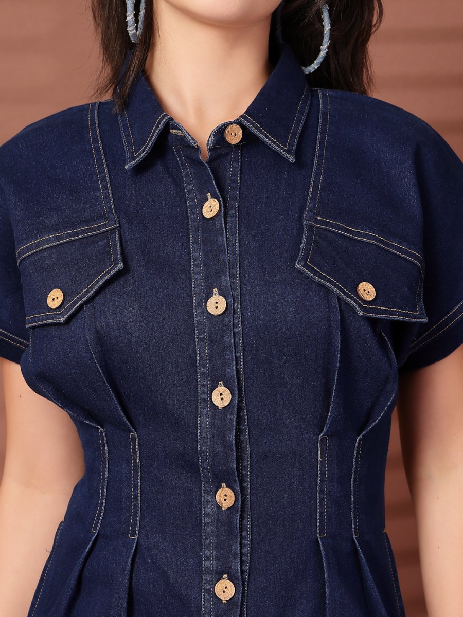 Shirt Collar Midi Dress