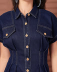 Shirt Collar Midi Dress