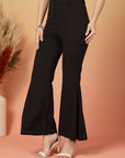 Black Solid Regular Fit Trouser