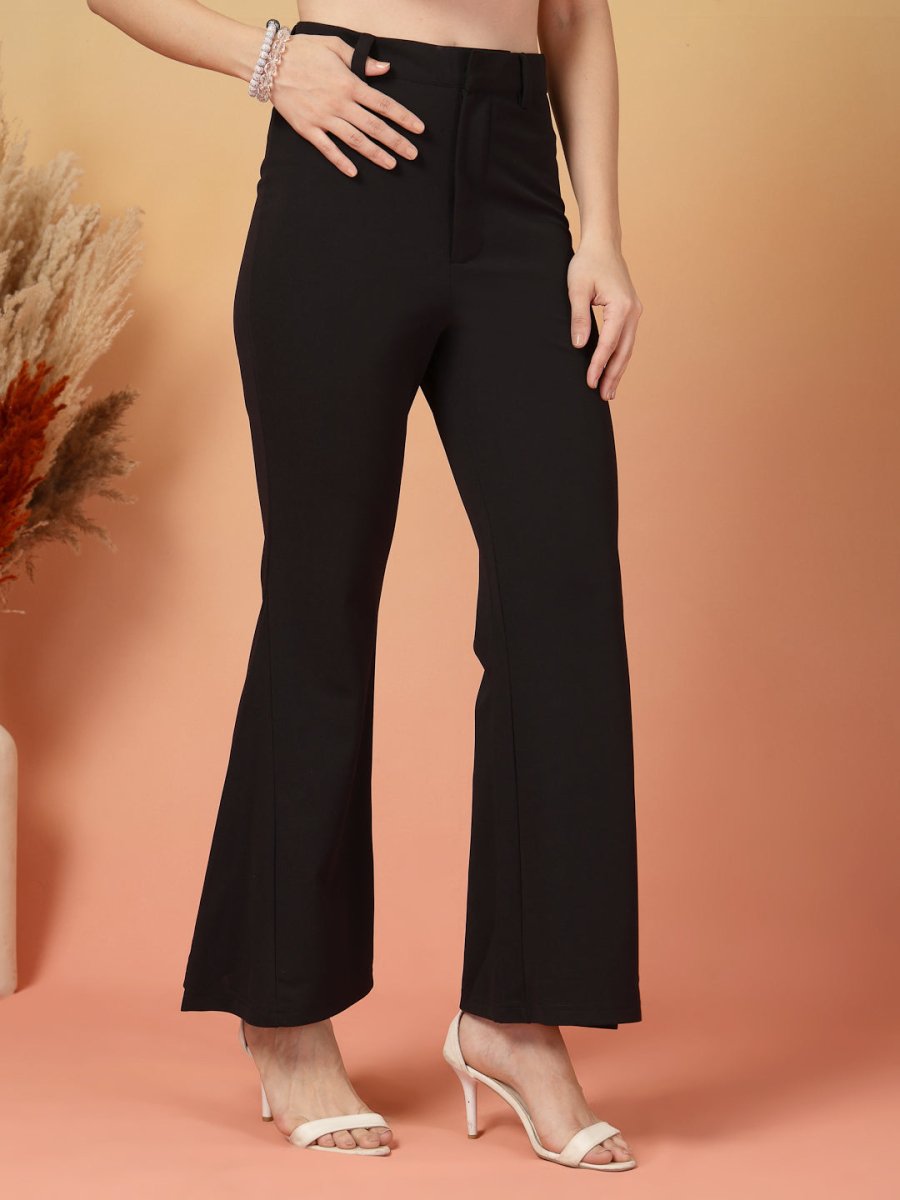 Black Solid Regular Fit Trouser