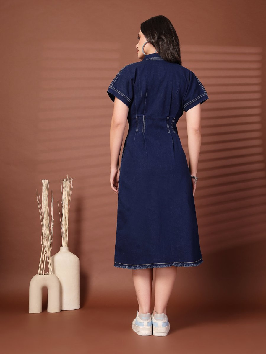 Shirt Collar Midi Dress