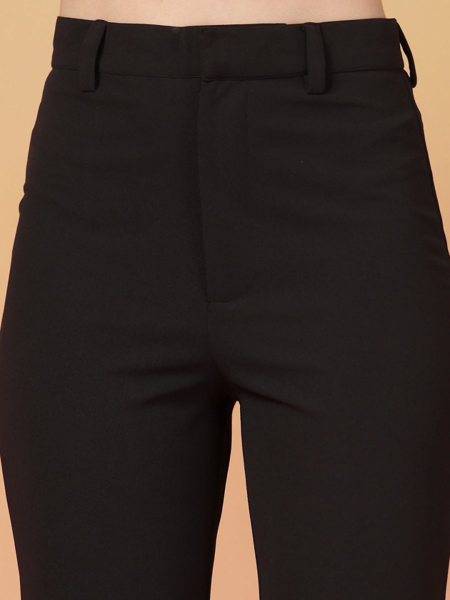 Black Solid Regular Fit Trouser