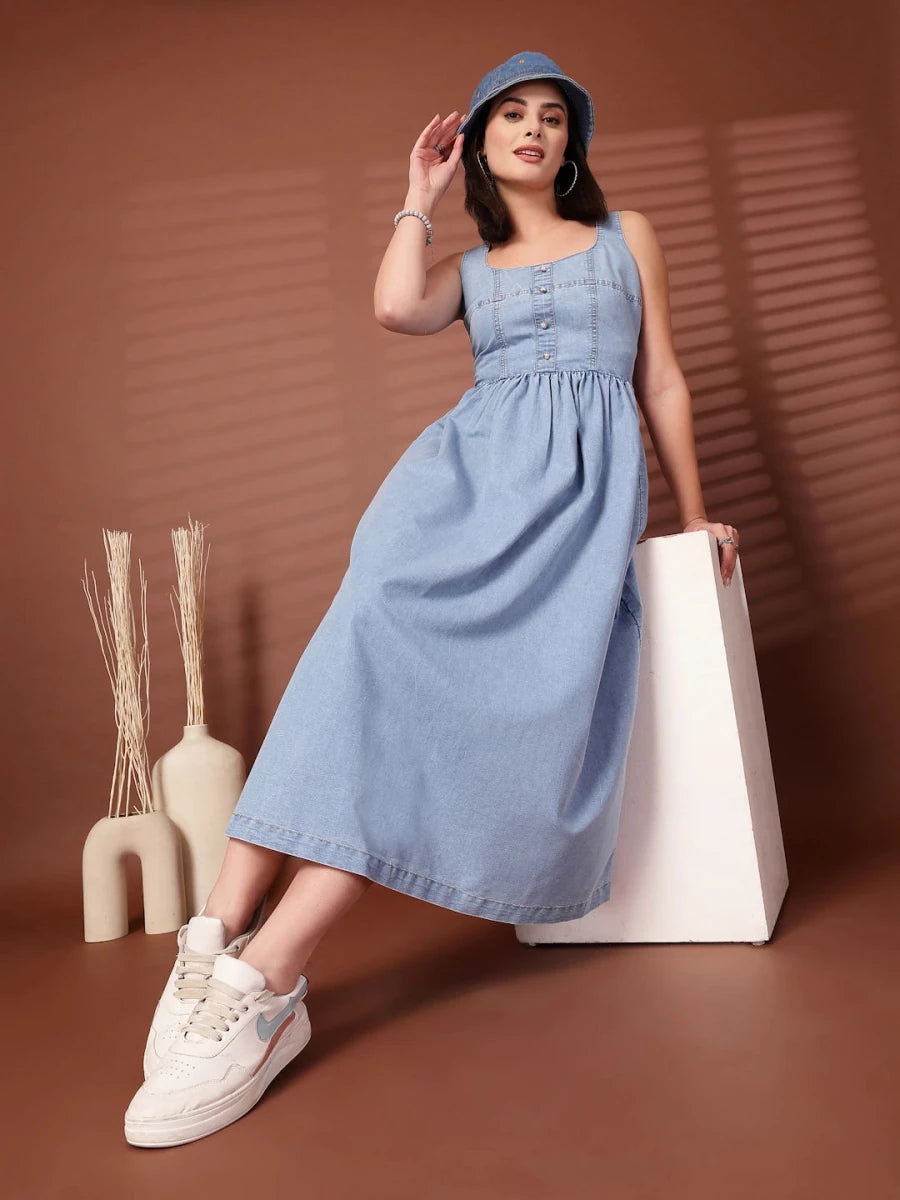 Light Blue solid maxi dress