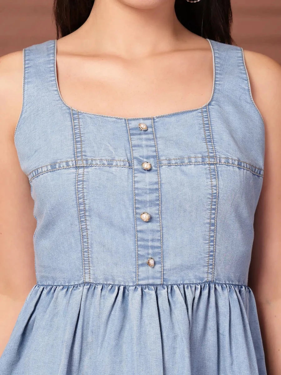 Light Blue solid maxi dress