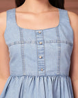Light Blue solid maxi dress