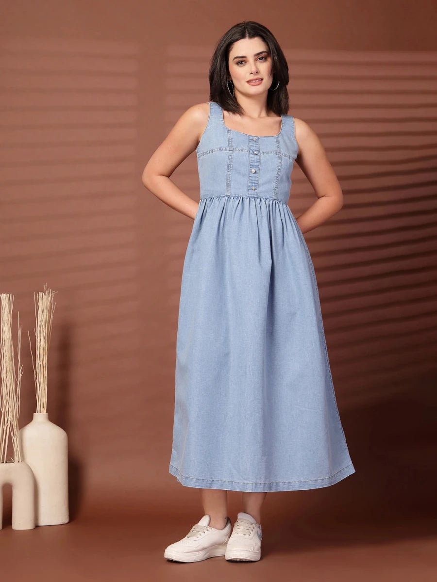 Light Blue solid maxi dress