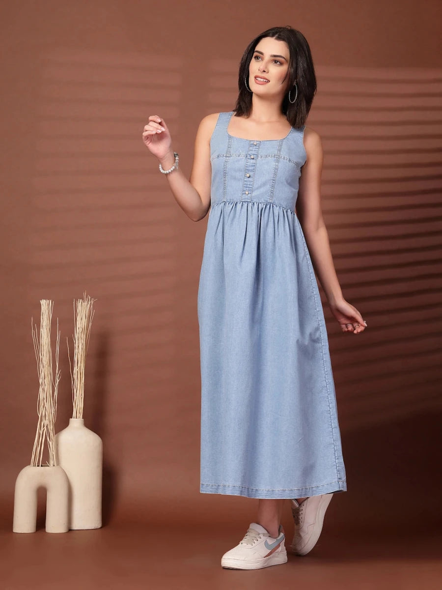 Light Blue solid maxi dress