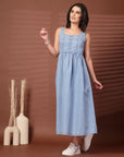 Light Blue solid maxi dress