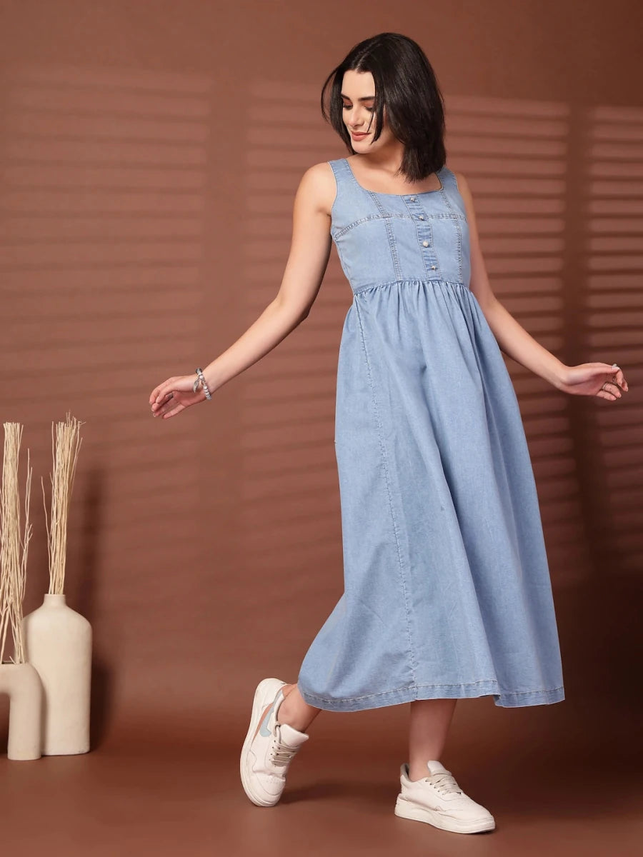 Light Blue solid maxi dress