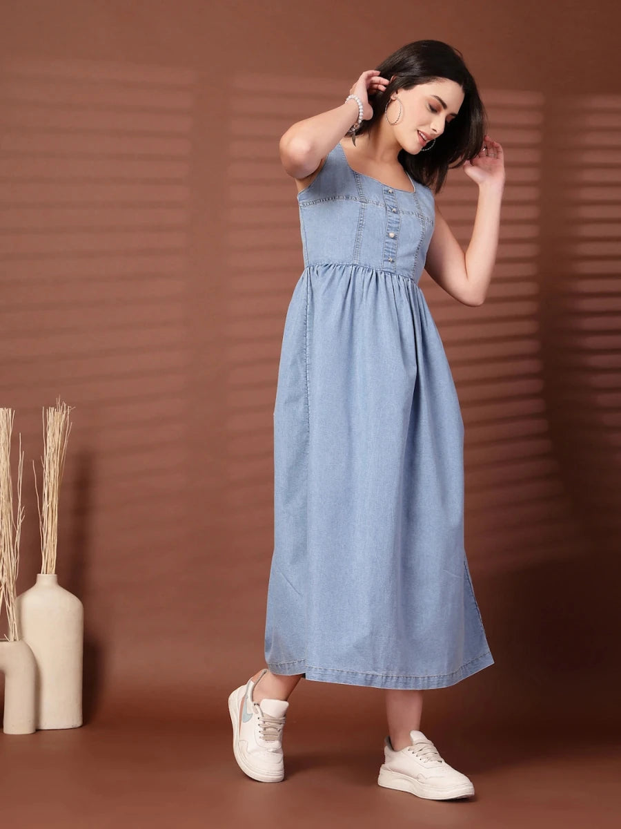 Light Blue solid maxi dress