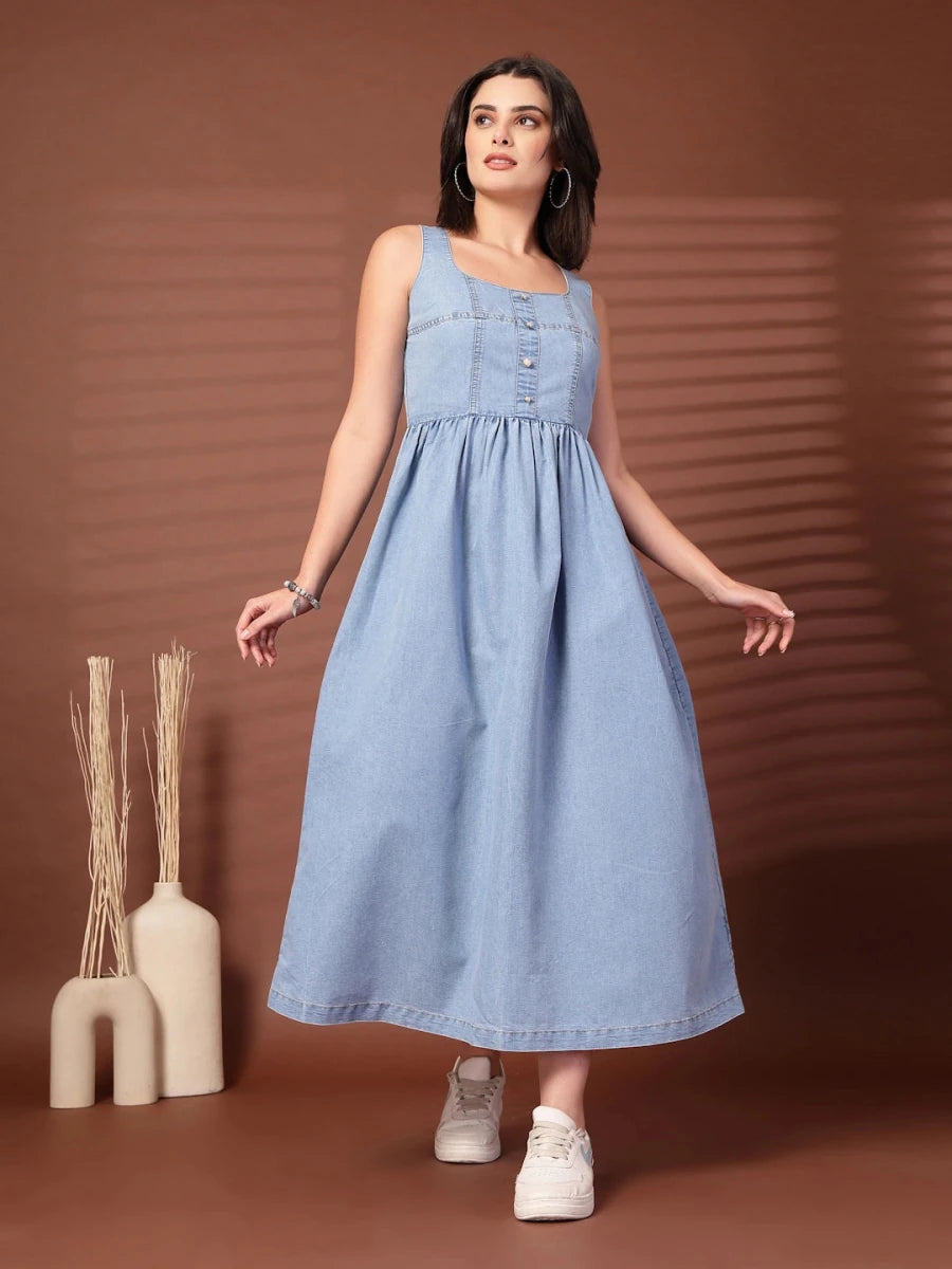 Light Blue solid maxi dress