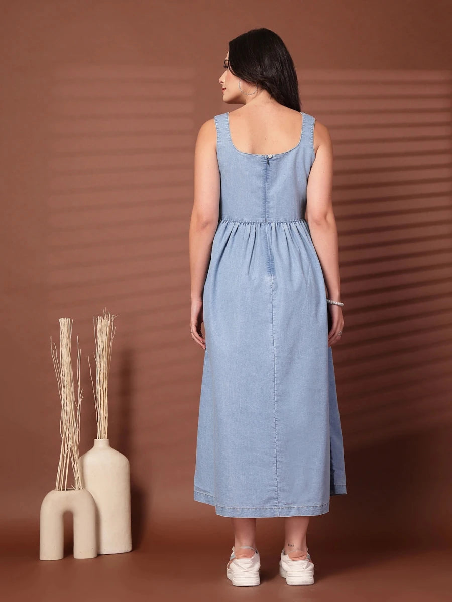 Light Blue solid maxi dress