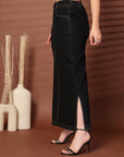 Black Denim Midi Skirts
