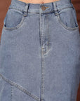 Solid Light Blue Mermaid Flared Maxi Skirts