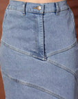 Solid Light Blue Mermaid Cut Maxi Skirts
