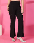 Black Solid Pleated Trouser