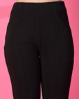 Black Solid Pleated Trouser