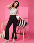 Black Solid Pleated Trouser