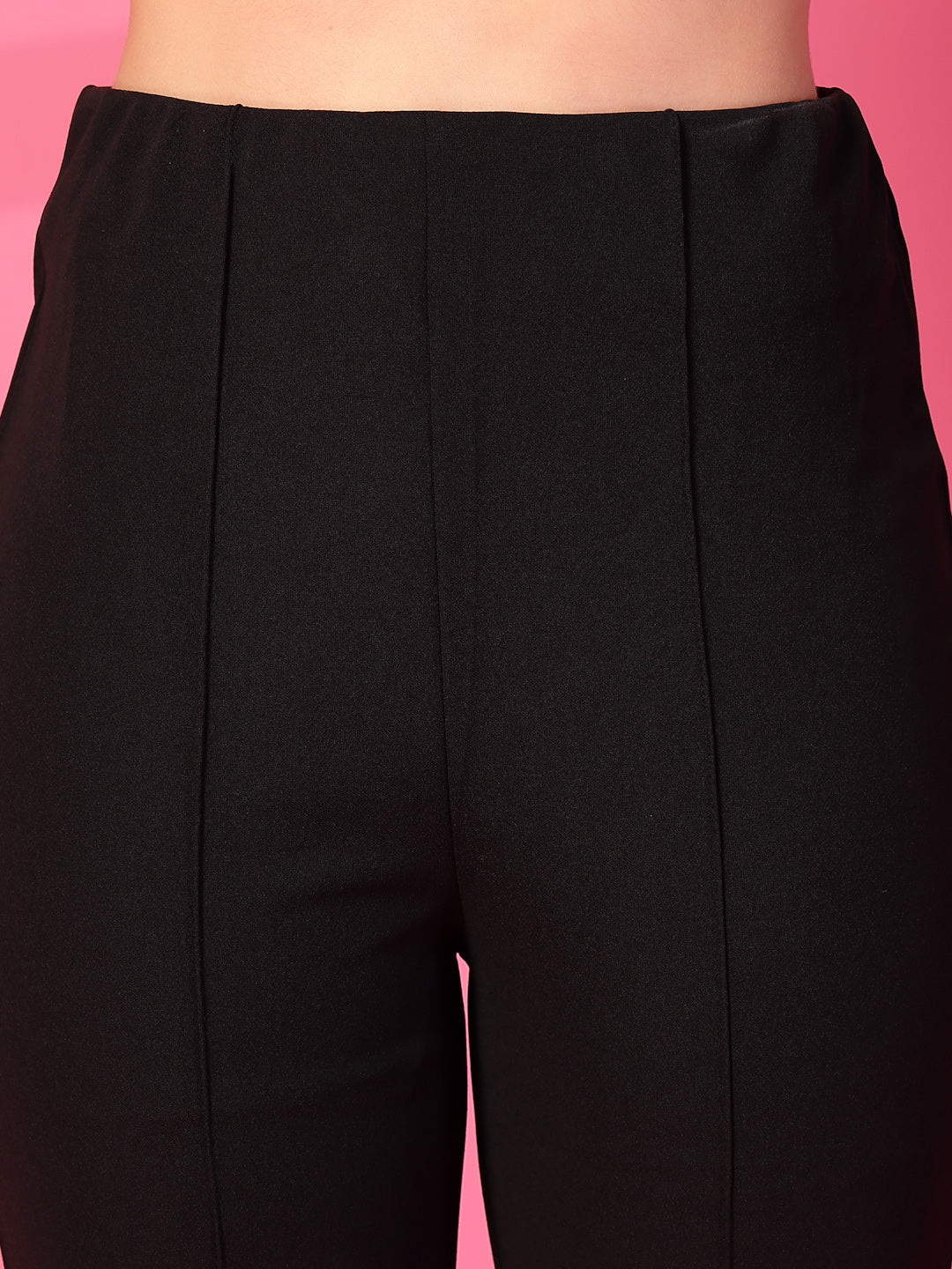 Black Solid Pleated Trousers