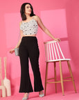 Black Solid Pleated Trousers